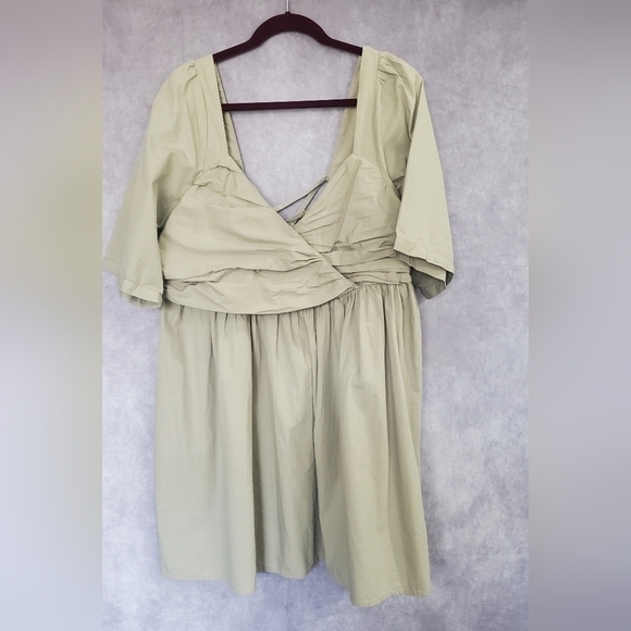 ANTHROPOLOGIE RUCHED PUFF-SLEEVE BABYDOLL MINI COTTON DRESS 2X - Picture 5 of 14
